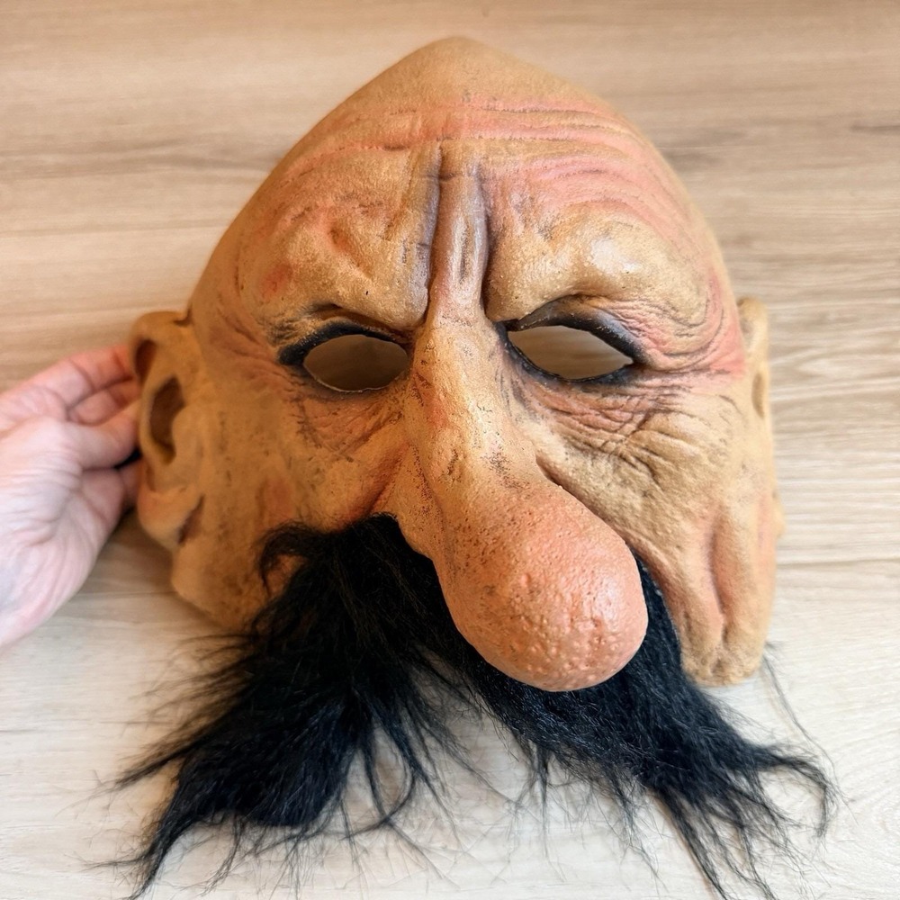 Big Nose Mustache Halloween Mask Bald Scary Dude 2002 Paper Magic Group